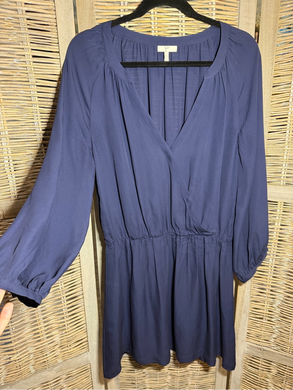 Joie 100% Silk Navy Mini Dress with V-Neck - size L